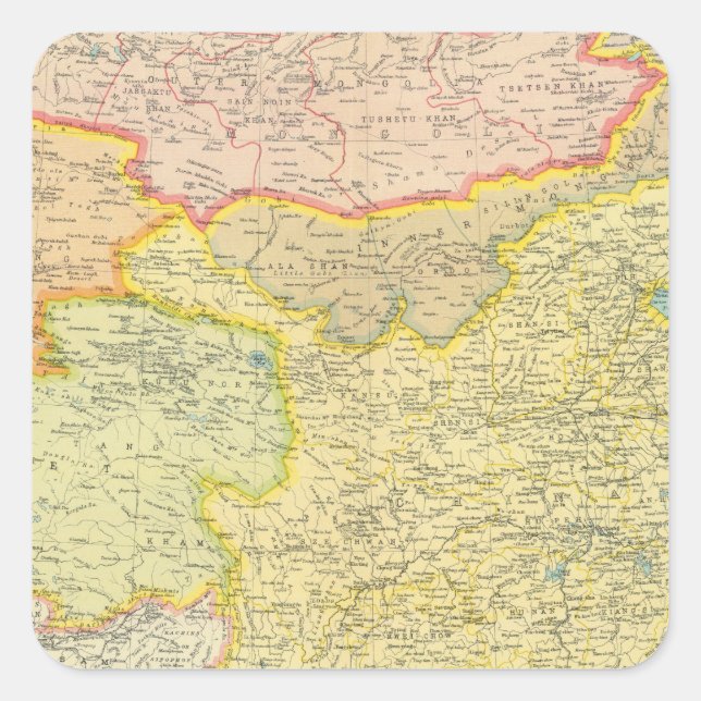 Pegatina Cuadrada Mapa político de China (Anverso)