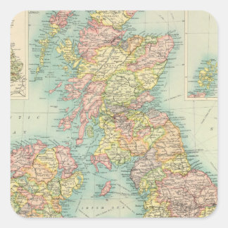 Pegatina Cuadrada Mapa político de las Islas Británicas