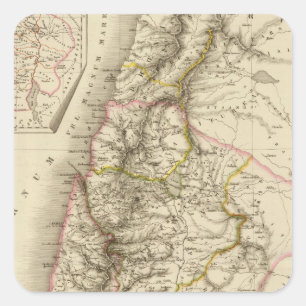 Pegatina Cuadrada Mapa religioso del atlas de Oriente Medio