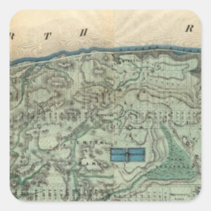 Pegatina Cuadrada Mapa sanitario y topográfico de New York City