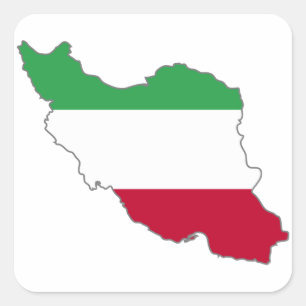 Pegatina Cuadrada Mapa tricolor de la bandera de Irán