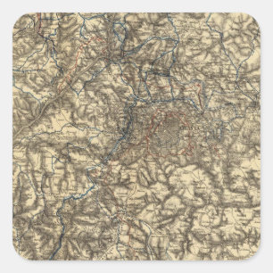 Pegatina Cuadrada Mapa V que ilustra las operaciones militares