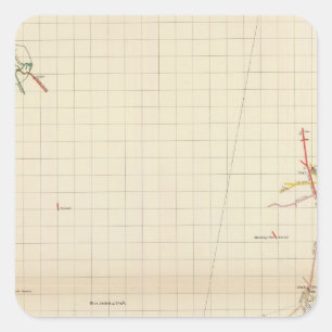 Pegatina Cuadrada Mapas de mina de Comstock número I