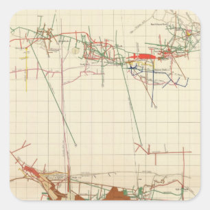 Pegatina Cuadrada Mapas de mina de Comstock número III