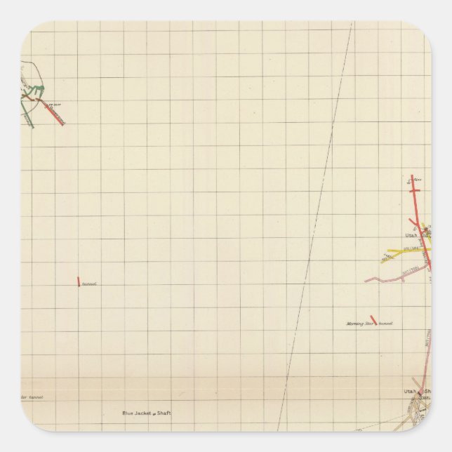 Pegatina Cuadrada Mapas de minas Comstock Número I (Anverso)