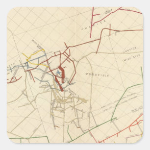 Pegatina Cuadrada Mapas de minas Comstock Número VIII