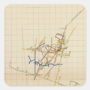 Pegatina Cuadrada Mapas de minas de Comstock Número II