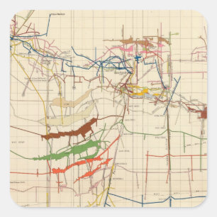 Pegatina Cuadrada Mapas de minas de Comstock Número VI