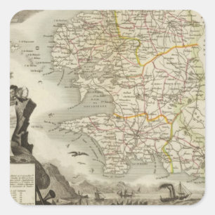 Pegatina Cuadrada Mapas del atlas del ilustracion