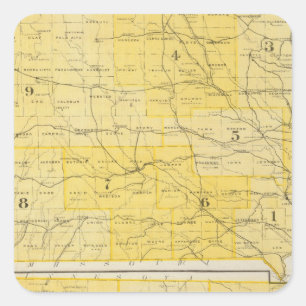 Pegatina Cuadrada Mapas del estado de Iowa