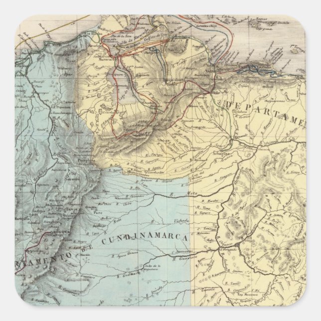 Pegatina Cuadrada Mapas históricos militares de Venezuela (Anverso)