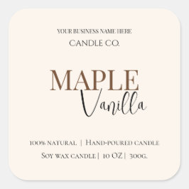 Pegatina Cuadrada Maple Vanilla | Elegant Fall Soy Candle Label