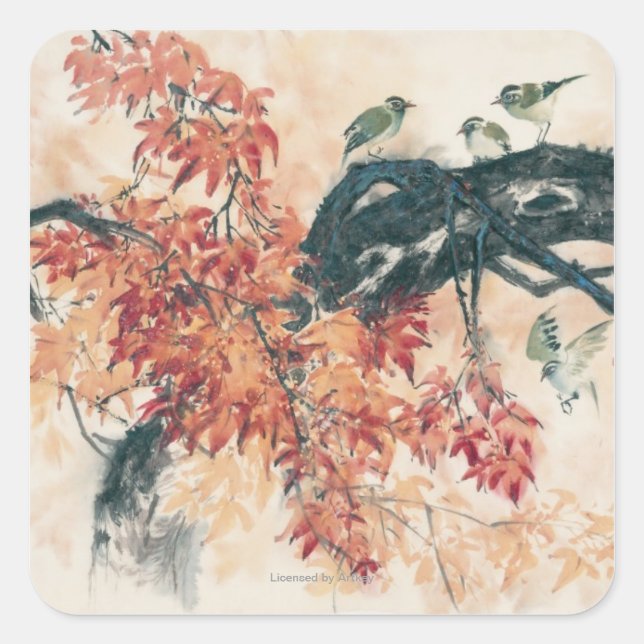 Pegatina Cuadrada Maples rojos (Anverso)