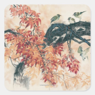 Pegatina Cuadrada Maples rojos