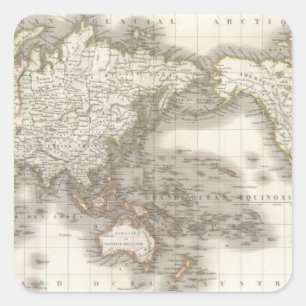 Pegatina Cuadrada Mappemonde - mapa del globo