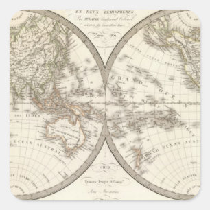 Pegatina Cuadrada Mappemonde - mapa del mundo