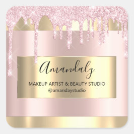 Pegatina Cuadrada maquillaje Belleza Purpurina Oro Enmarcado Boutiqu
