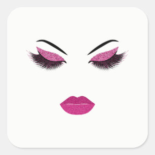 Pegatina Cuadrada Maquillaje con efecto purpurina