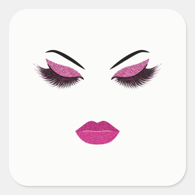 Pegatina Cuadrada Maquillaje con efecto purpurina (Anverso)