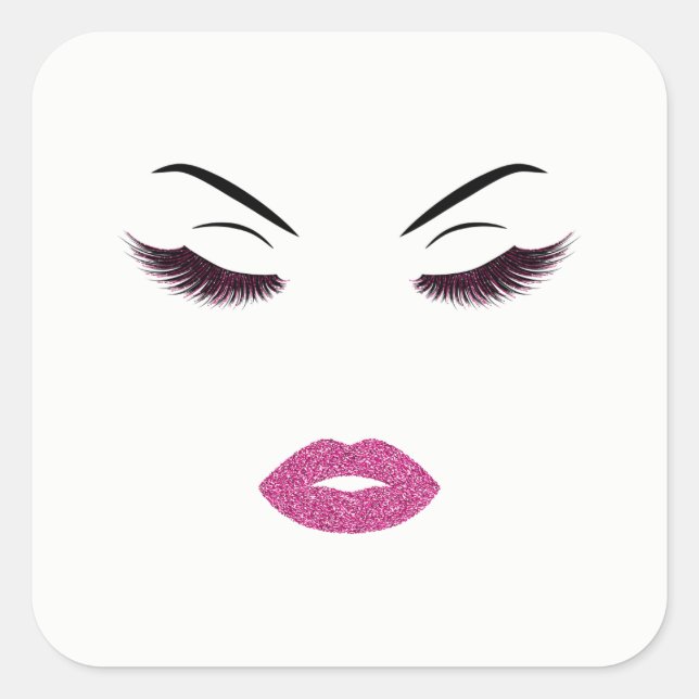 Pegatina Cuadrada Maquillaje con efecto purpurina (Anverso)