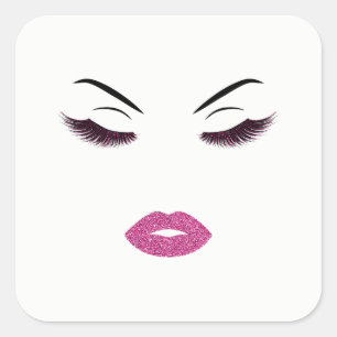 Pegatina Cuadrada Maquillaje con efecto purpurina