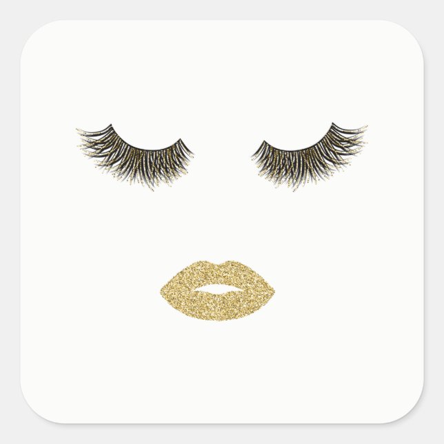 Pegatina Cuadrada Maquillaje con efecto purpurina (Anverso)