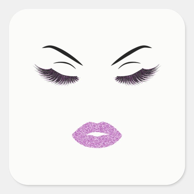 Pegatina Cuadrada Maquillaje con efecto purpurina (Anverso)