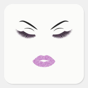 Pegatina Cuadrada Maquillaje con efecto purpurina
