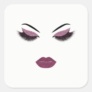 Pegatina Cuadrada Maquillaje con efecto purpurina
