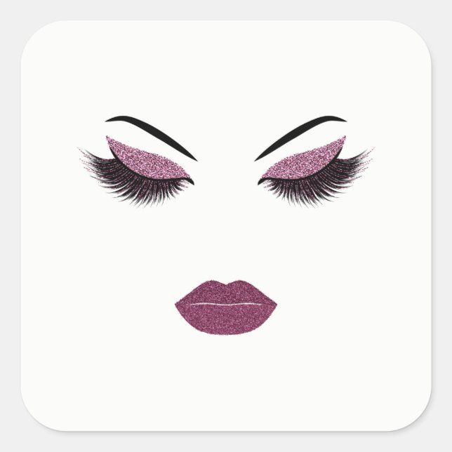 Pegatina Cuadrada Maquillaje con efecto purpurina (Anverso)