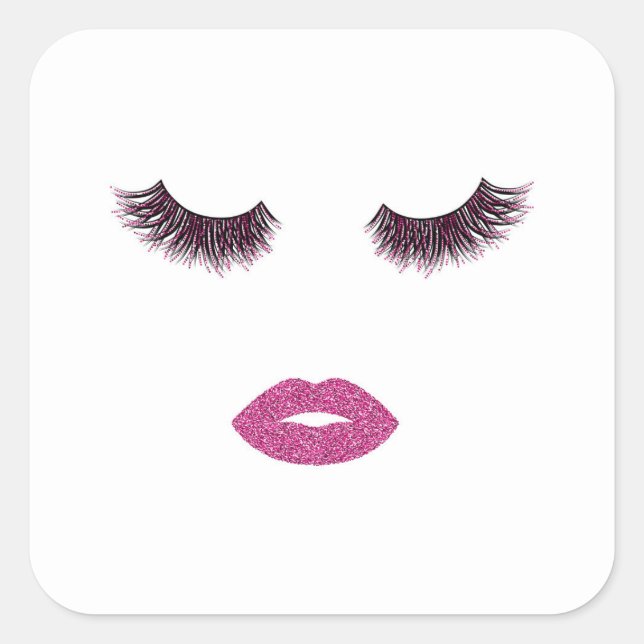 Pegatina Cuadrada Maquillaje con efecto purpurina (Anverso)