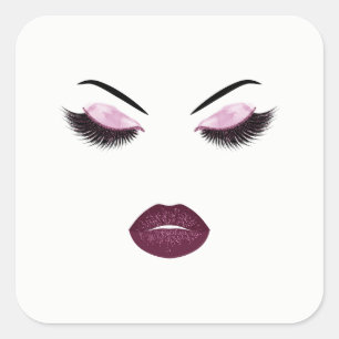 Pegatina Cuadrada Maquillaje con efecto purpurina