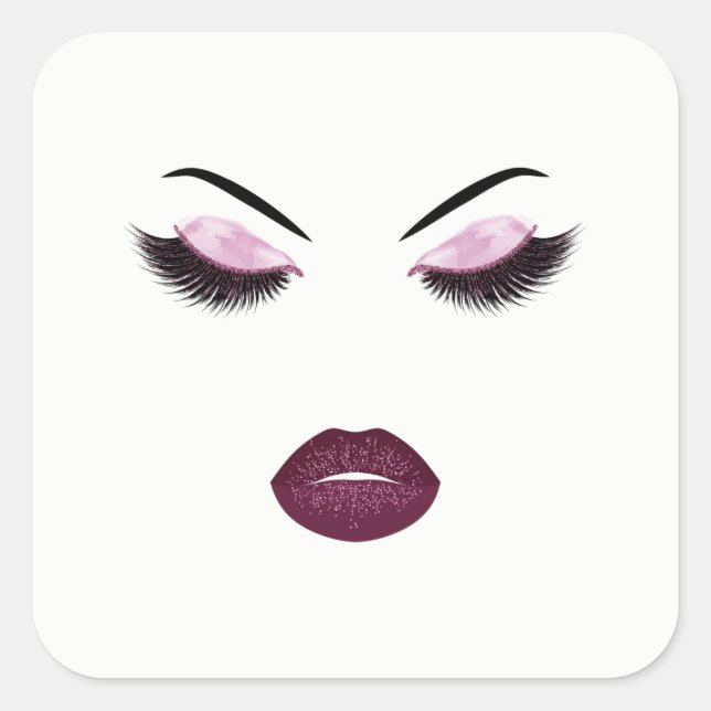 Pegatina Cuadrada Maquillaje con efecto purpurina (Anverso)