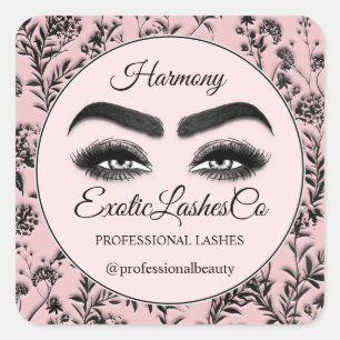 Pegatina Cuadrada Maquillaje Eyelash Empaquetador Limpiador Floral R