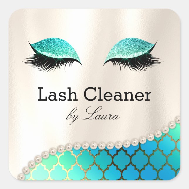 Pegatina Cuadrada Maquillaje Lash Ojo Lazas Perlas Mermaid más limpi (Anverso)