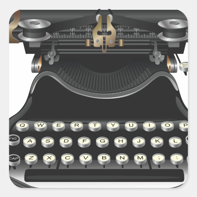 Pegatina Cuadrada Máquina antigua (Anverso)