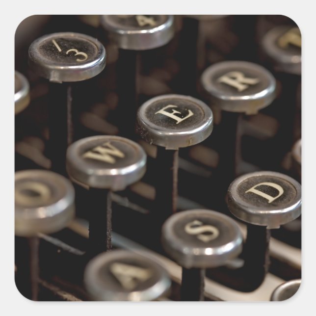 Pegatina Cuadrada Máquina de escribir (Anverso)