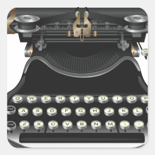 Pegatina Cuadrada Máquina de escribir antigua