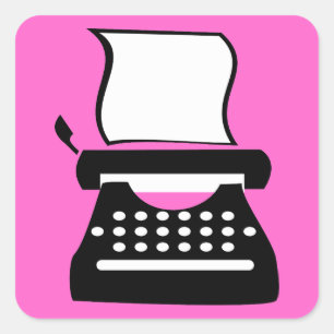 Pegatina Cuadrada Máquina de escribir - manual que mecanografía la