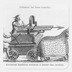 Pegatina Cuadrada Máquina de guerra romana para las jabalinas que