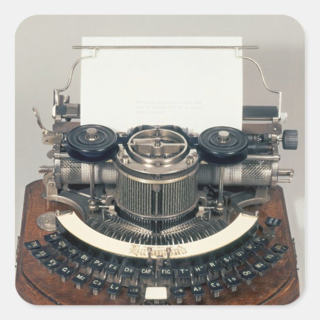 Pegatina Cuadrada Máquina de Hammond, con el teclado ideal (Anverso)