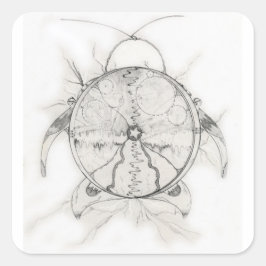 Pegatina Cuadrada Máquina de tiempo de reloj de alarma