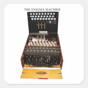 Pegatina Cuadrada Máquina enigma, mensajería militar antigua