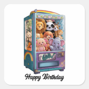Pegatina Cuadrada máquina expendedora llena de osos de peluche