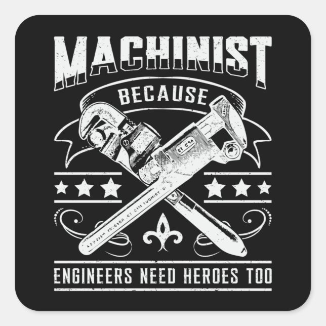 Pegatina Cuadrada Máquina mecánica de regalo CNC Machinist Idea (Anverso)