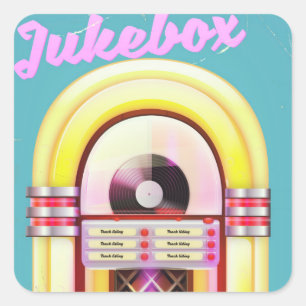 Pegatina Cuadrada Máquina tocadiscos de la música del vintage