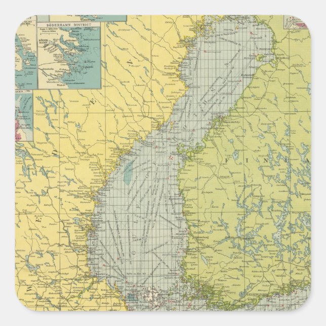 Pegatina Cuadrada Mar Báltico (Anverso)