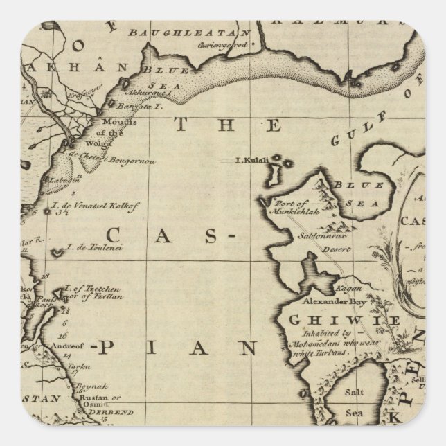 Pegatina Cuadrada Mar Caspio (Anverso)