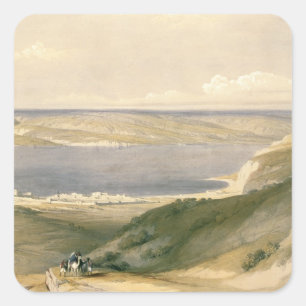 Pegatina Cuadrada Mar de Galilea o de Genezareth, mirando hacia