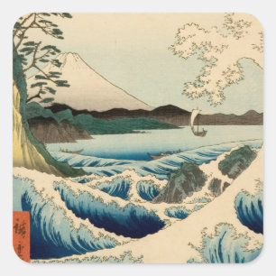 Pegatina Cuadrada Mar de Satta Hiroshige